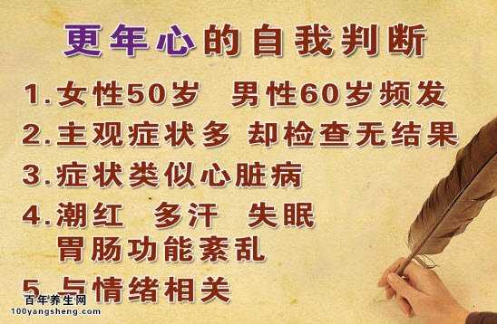 更年心”的自我判断