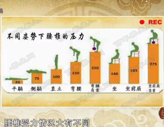 不同姿势下腰椎的压力