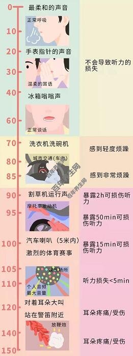 不同分贝对耳朵的影响