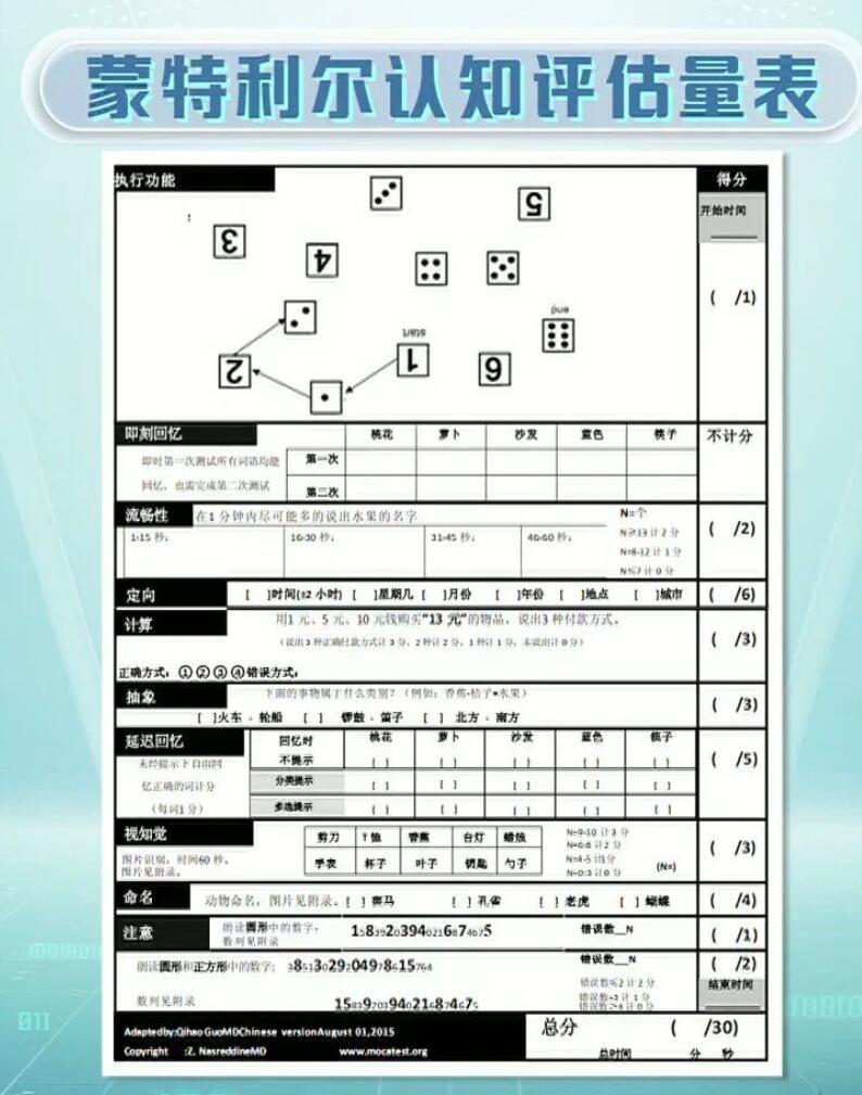 蒙特利尔认知评估量表
